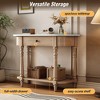 XIYUYEU Retro Corner-Curved Console Table for Entryway,Top Drawer & Bottom Shelf,Foyer Table for Hallway,Living Room - 4 of 4