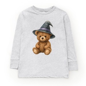 Watercolor Witchy Bear - Kids Toddler Long Sleeve Tee and Kids Youth Long Sleeve Tee - 1 of 2