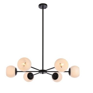 Elegant Lighting Briggs 36 inch pendant in black with white shade - 1 of 4