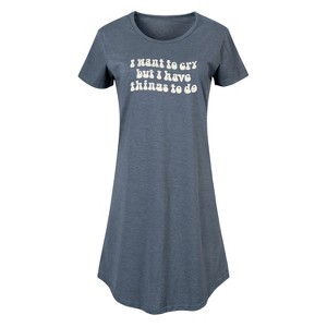 Women's - Instant Message - I Want To Cry Graphic T-shirt Dress - 1 of 4