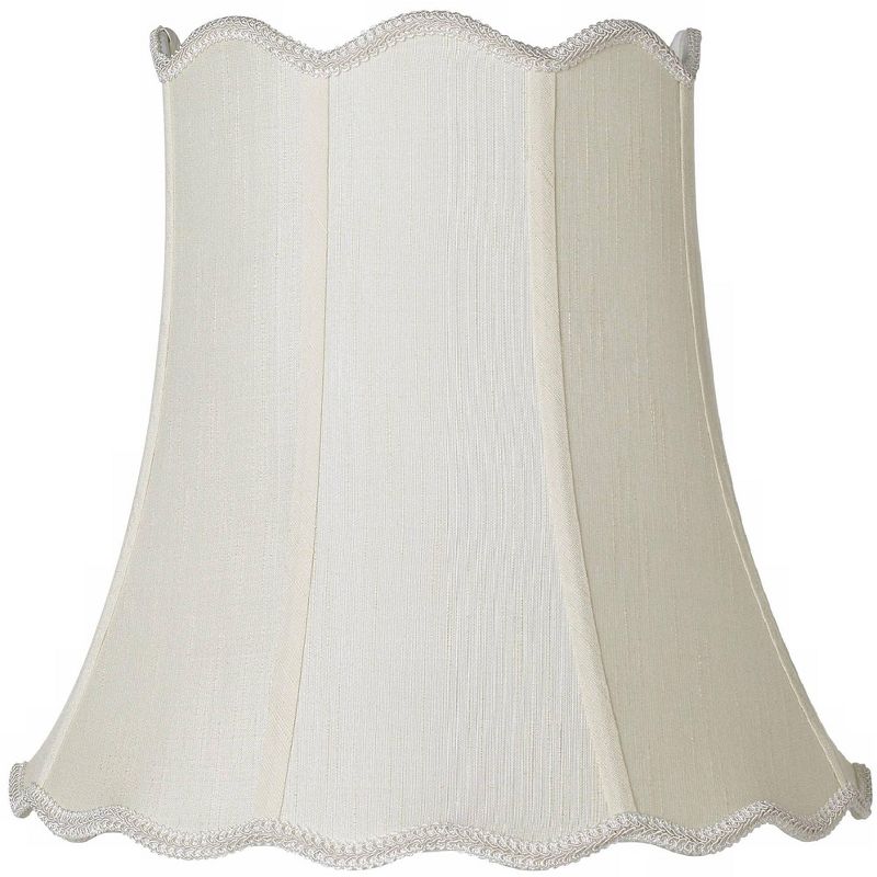 Imperial Shade Creme Medium Scallop Bell Lamp Shade 10" Top x 16" Bottom x 15" Slant x 14.75 High (Spider) Replacement with Harp and Finial, 1 of 9