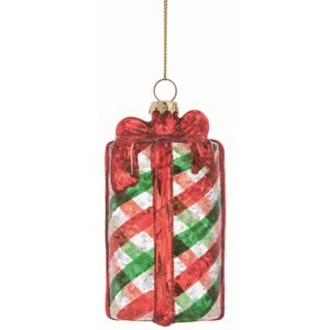 Transpac Glass Clear Christmas Big Present Ornament - 1 of 2