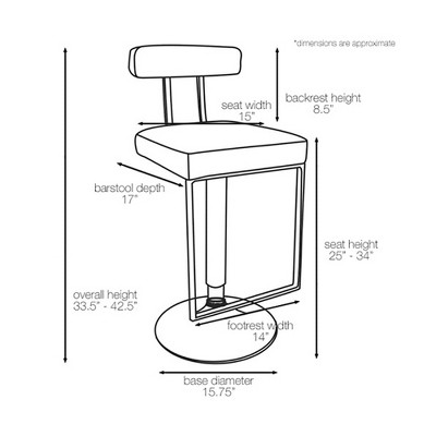 Adjustable Coffee Brown Metal Swivel Barstool