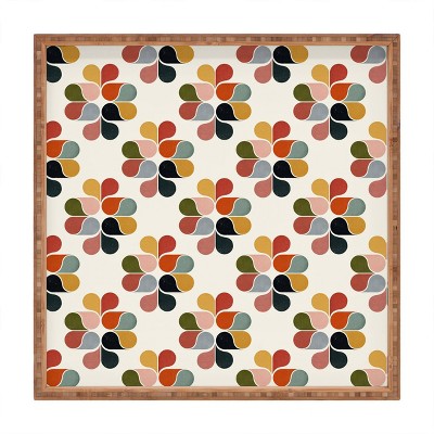 17" Wood Showmemars Retro Geometry Large Square Tray - society6