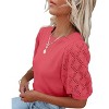 Women's Lightweight Short Sleeve Crewneck Sweaters Knit Pullover Tops with Casual Crochet Sleeve Blouse,watermelon red - M - 2 of 3