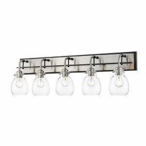 Kraken 5-Light Bath Light - Matte Black & Brushed Nickel, Dimmable, Glass Shades, 38" Wide - 1 of 3