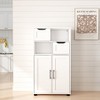 HDZNVF Farmhouse Storage Cabinet, Versatile Double Door Storage Cabinet with Adjustable Shelves - 2 of 4