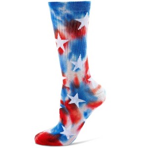 Memoi Women's Americana Ribbed Half Cushion Crew Socks - 1 of 4