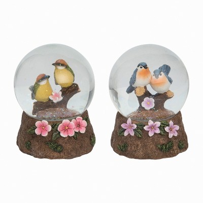 Transpac Resin Birds Water Globe Set of 2 Spring Home Decorations