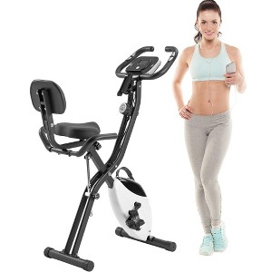 Folding Exercise Bike, Fitness Upright and Recumbent X-Bike with 16-Level Adjustable Resistance, Arm Bands and Backrest - 1 of 4