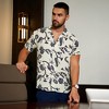Campus Sutra Men Men's Midnight Black & Ivory White Contrast Flower Shirt - 3 of 3