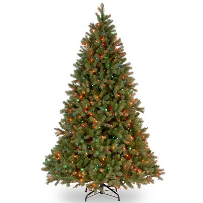 National Tree Company Feel Real 7.5 Foot Artificial Prelit Downswept Douglas Fir Christmas Tree with 750 UL Multicolored Lights and Sturdy Metal Stand