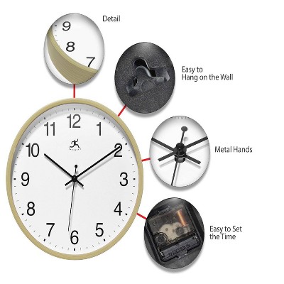10-Inch Light Oak and White Round Wall Clock