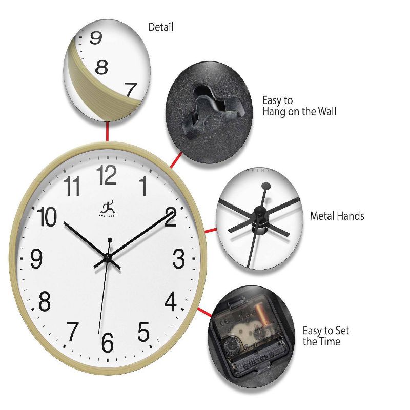 10&#34; Light Oak Wall Clock Tan - Infinity Instruments, 4 of 7