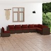 vidaXL Garden Lounge Set Brown PE rattan, powder-coated steel, fabric - 2 of 4