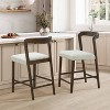 Christopher Knight Home Set of 2 Zion Contemporary Rubberwood Upholstered with Curved Open Back Counter Height Barstools Walnut - 2 of 4