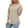 Women 3/4 Sleeve Shirts Notch V Neck Tops Casual Dressy Blouses Beach Vacation Tunic Tops - 4 of 4