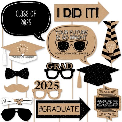 Big Dot of Happiness Bright Future - 2025 Graduation Photo Booth Props Kit - 20 Count