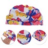 Unique Bargains Nylon Floral Pattern Swimming Cap Red Yellow 1 Pc - 3 of 4