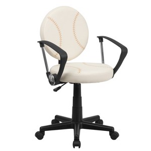 Baseball Task Chair with Arms - Flash Furniture, White