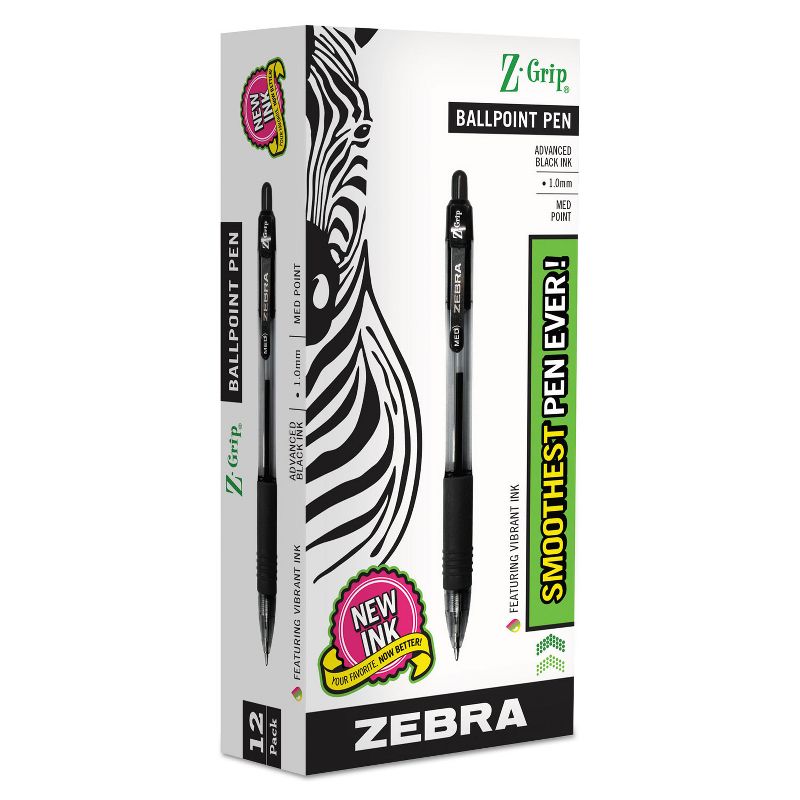 Zebra Z-Grip Retractable Ballpoint Pen Black Ink Medium Dozen 22210, 2 of 6