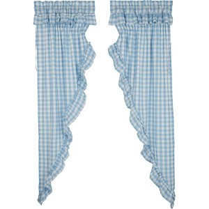 Annie Buffalo Blue Check Ruffled Prairie Long Panel Set of 2 84x36x18  VHC Brands - 1 of 4
