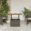 vidaXL Garden Table Grey PE Rattan Medium Height-Adjustable - 3 of 4