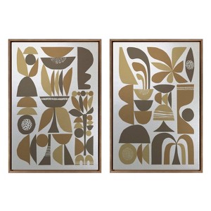 Kate & Laurel All Things Decor (Set of 2) 23"x33" Sylvie MCM Floral 2 and MCM Plant 2 Framed Metallic Canvas Wall Art by Rachel Lee - 1 of 4