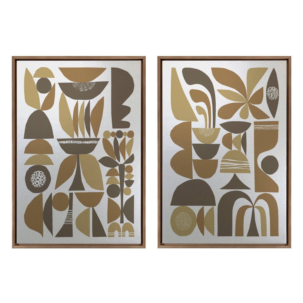 Photos - Wallpaper Kate & Laurel All Things Decor  23"x33" Sylvie MCM Floral 2 and(Set of 2)