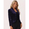 INSPIRE CHIC Women's Notched Lapel Long Sleeve Office Button Velvet Suit Blazer - 2 of 4