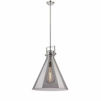 Newton Cone - 1 Light Stem Hung Pendant In Industrial Style-22.75 Inches Tall and 18 Inches Wide