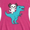 Girls' - Instant Message - Axolotl Riding A Dinosaur Fit & Flair Cap Sleeve Graphic Dress - 2 of 4