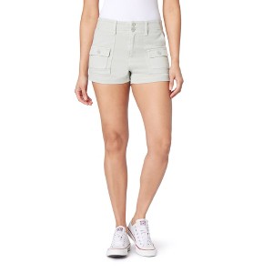 WallFlower Women's Flirty Curvy Twill Cargo Shorts 3" High-Rise Insta Stretch Juniors - 1 of 3