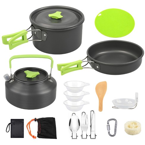 LakeForest"16-Piece Camping Cookware Set with Pot, Pan, Kettle, Cutlery, and Accessories for Outdoor Cooking"Grey - image 1 of 4