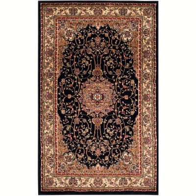 Black and Ivory Floral Tufted 4' x 6' Synthetic Area Rug