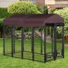 PawHut Outdoor Dog Kennel with Rotating Bowl Holders, Dog Playpen Fence with Waterproof Cover, 8' x 4' x 6', Red - 2 of 4