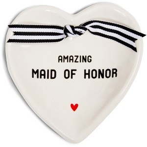 Pavilion Gift Company - Maid of Honor - 4.5" x 4.5" Heart-Shaped Keepsake Dish - Decorative Trays and Platters - 1 of 4