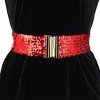 INSPIRE CHIC Women's Shinny Wide Waist Belts Interlock Buckles Sequins Decor Stretchy Belts 2 Pcs 23.62" - 4 of 4