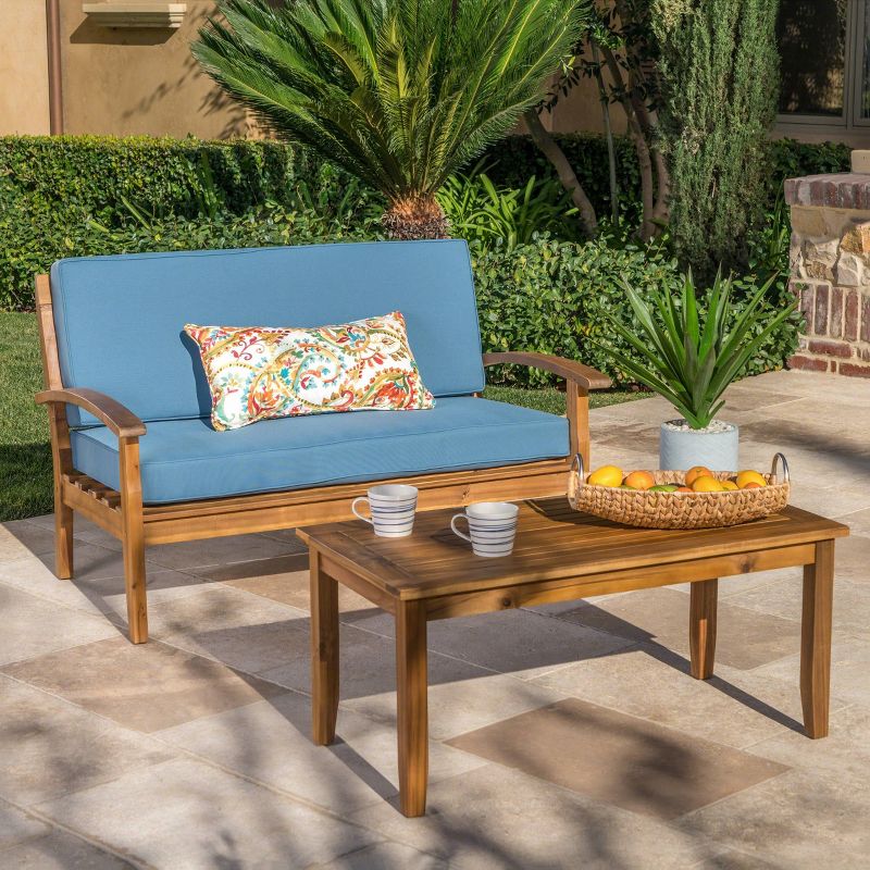 Peyton 2pc Acacia Wood Loveseat &#38; Coffee Table Set - Christopher Knight Home, 3 of 10