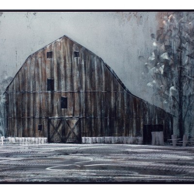 Rustic Barn Scene Framed Canvas Wall Art 31.5" x 23.75"