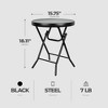 Four Seasons Courtyard Marbella 16 Inch Foldable All Weather Steel Round Outdoor Side and End Table for Patios, Gardens, and Balconies, Black - 3 of 4