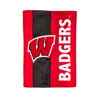 Team Sports America University of Wisconsin-Madison Outdoor Safe Double-Sided Embroidered Logo Applique Garden Flag, 12.