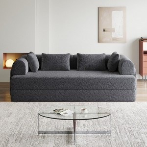 KWPZQEB 78'' Sectional Sleeper Sofa, Chenille Folding Couches with 4 Pillows & Side Pocket, Sectional Floor Sofa Lounge Couch for Living Room - 1 of 4