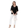 Anna-Kaci Women's V-Neck Blouse with Split Sheer Short Sleeves and Relaxed Fit Silhouette - 4 of 4