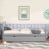 FURNIinspire Beds Modern Twin Size Wood Platform Bed Frame with Trundle, Headboard, Multifunctional Bedroom Furniture, Grey, 77.5"*41.7"*35.4" - 4 of 4