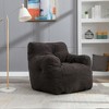 Airsurfer Soft Teddy Fabric Tufted Foam Bean Bag Chair With Teddy Fabric Ivory White - 2 of 4