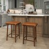 Costway 25.5” Barstool Set of 2 Dining Barstools w/ Footrest & Removable Cushion Rubber Wood & Acacia Wood Frame - 2 of 4