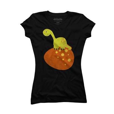Junior's Design By Humans Happy Cute Dino By parjono T-Shirt