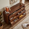 ORRD 6-Drawer Dresser | 55" Wide Modern Chest with Curved Wave Design | Walnut | 55.12''W x 15.75''D x 31.5''H - 3 of 4