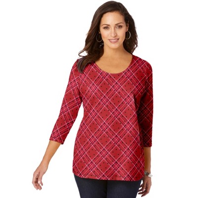 Jessica London Women's Plus Size Stretch Cotton Scoop Neck Tee